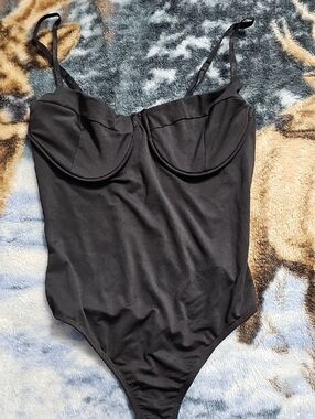 Streetwear Society Black Kids One-Piece Bodysuit with Built-In Cups